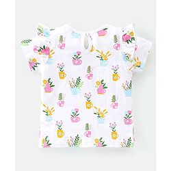 Babyhug 100% Cotton Knit Half Sleeves Tee With Floral Graphics & Frill Detailing Pack Of 3- Multicolour