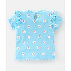 Babyhug 100% Cotton Knit Half Sleeves Tee With Floral Graphics & Frill Detailing Pack Of 3- Multicolour