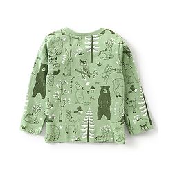 Babyhug Single Jersey Cotton Knit Full Sleeves Wild Animals Printed Night Suit - Green