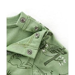 Babyhug Single Jersey Cotton Knit Full Sleeves Wild Animals Printed Night Suit - Green