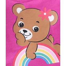 Babyhug Cotton Knit Single Jersey Full Sleeves Night Suit With Teddy & Rainbow Print - Pink