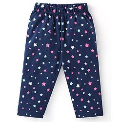 Babyhug Cotton Knit Single Jersey Full Sleeves Night Suit With Star Print - Navy Blue