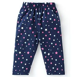 Babyhug Cotton Knit Single Jersey Full Sleeves Night Suit With Star Print - Navy Blue