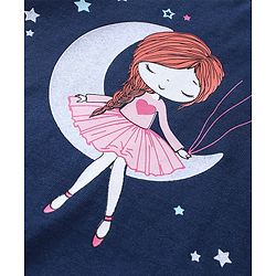 Babyhug Cotton Knit Single Jersey Full Sleeves Night Suit With Star Print - Navy Blue