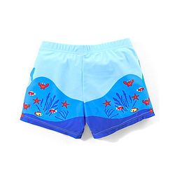 Babyhug Shark Print Swimming Trunk - Blue