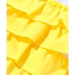Babyhug Sleeveless  Layered Frock Style Swimsuit with Cap Duck Print - Yellow