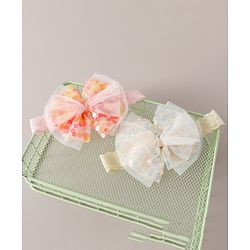 Babyhug Free Size Headbands With Bow Design Pack of 2 - White & Pink