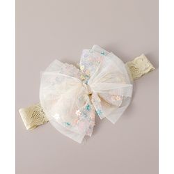 Babyhug Free Size Headbands With Bow Design Pack of 2 - White & Pink
