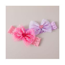 Babyhug Free Size Headbands with Bow Applique Pack of 2 - Purple & Pink