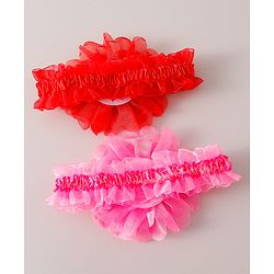Babyhug Free Size Headbands with Floral Applique Pack of 2 - Red & Dark Pink
