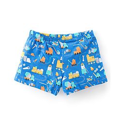 Babyhug 100% Cotton Single Jersey Knit Trunk Stripes & Construction Vehicle Print Pack of 3 - Yellow & Blue