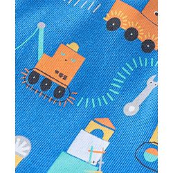 Babyhug 100% Cotton Single Jersey Knit Trunk Stripes & Construction Vehicle Print Pack of 3 - Yellow & Blue
