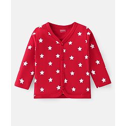 Babyhug 100% Cotton Interlock Knit Full Sleeves Vests Star Print Pack of 2 - Red