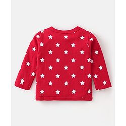 Babyhug 100% Cotton Interlock Knit Full Sleeves Vests Star Print Pack of 2 - Red