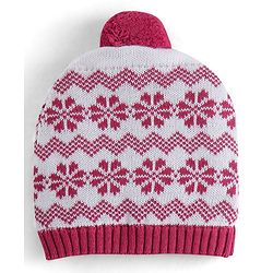 Babyhug Organic Cotton Knit Woollen Cap & Mittens Set Red - Diameter 10.5 cm