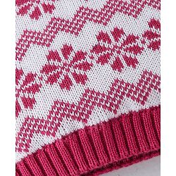 Babyhug Organic Cotton Knit Woollen Cap & Mittens Set Red - Diameter 10.5 cm