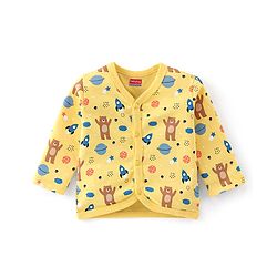 Babyhug 100% Cotton Knit Full Sleeves Bear Print Vests Pack of 3 - Multicolour