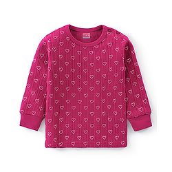 Babyhug Cotton Full Sleeves Vest Pullover & Bottom Thermal Wear Combo Heart Print Pack Of 3 - Purple
