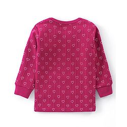 Babyhug Cotton Full Sleeves Vest Pullover & Bottom Thermal Wear Combo Heart Print Pack Of 3 - Purple