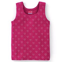 Babyhug Cotton Full Sleeves Vest Pullover & Bottom Thermal Wear Combo Heart Print Pack Of 3 - Purple