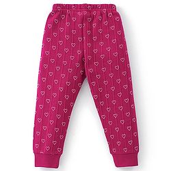 Babyhug Cotton Full Sleeves Vest Pullover & Bottom Thermal Wear Combo Heart Print Pack Of 3 - Purple