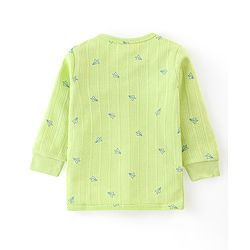 Babyhug Cotton Full Sleeves Vest Pullover & Bottom Thermal Wear Combo Pack Of 3 Paper Plane Print - Sunny Lime
