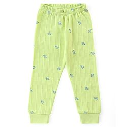 Babyhug Cotton Full Sleeves Vest Pullover & Bottom Thermal Wear Combo Pack Of 3 Paper Plane Print - Sunny Lime