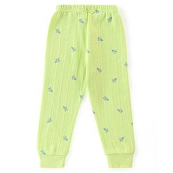 Babyhug Cotton Full Sleeves Vest Pullover & Bottom Thermal Wear Combo Pack Of 3 Paper Plane Print - Sunny Lime