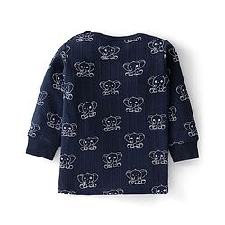 Babyhug Full Sleeves Elephant Print Thermal Vest  with Sando & Pajama - Navy Blue