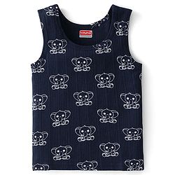 Babyhug Full Sleeves Elephant Print Thermal Vest  with Sando & Pajama - Navy Blue