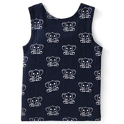 Babyhug Full Sleeves Elephant Print Thermal Vest  with Sando & Pajama - Navy Blue