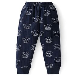 Babyhug Full Sleeves Elephant Print Thermal Vest  with Sando & Pajama - Navy Blue