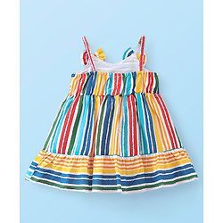 Babyhug Rayon Knit Frock With Full Sleeves Inner Tee Striped - Multicolour