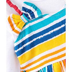 Babyhug Rayon Knit Frock With Full Sleeves Inner Tee Striped - Multicolour