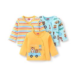 Babyhug 100% Cotton Knit Full Sleeves Bear & Tiger  Printed Vests Pack of 3 - Multicolour