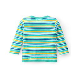 Babyhug 100% Cotton Full Sleeves Vests Stripes and Construction Print Pack of 3 - Blue Green and Yellow