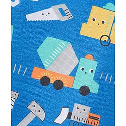 Babyhug 100% Cotton Full Sleeves Vests Stripes and Construction Print Pack of 3 - Blue Green and Yellow