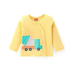 Babyhug 100% Cotton Full Sleeves Vests Stripes and Construction Print Pack of 3 - Blue Green and Yellow
