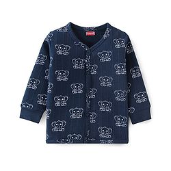 Babyhug Full Sleeves Thermal Inner Wear Set Elephant Print - Navy Blue