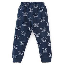 Babyhug Full Sleeves Thermal Inner Wear Set Elephant Print - Navy Blue