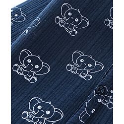 Babyhug Full Sleeves Thermal Inner Wear Set Elephant Print - Navy Blue