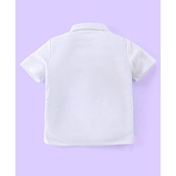 Babyhug Party Wear Half Sleeves T-Shirt & Trouser with  Bow Applique - Light Blue