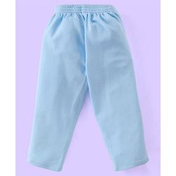 Babyhug Party Wear Half Sleeves T-Shirt & Trouser with  Bow Applique - Light Blue