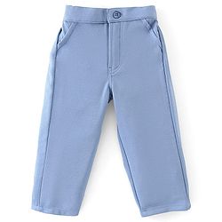 Babyhug Half Sleeves T-Shirt & Pant Set with Bow Applique & Waistcoat Detailing Solid Colour - Purple & Blue