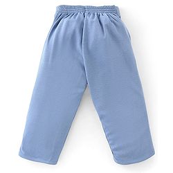 Babyhug Half Sleeves T-Shirt & Pant Set with Bow Applique & Waistcoat Detailing Solid Colour - Purple & Blue