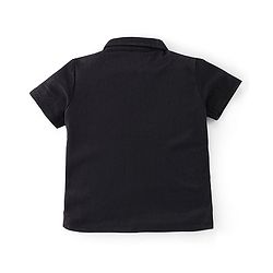 Babyhug Half Sleeves T-Shirt & Pant Set with Bow Applique & Waistcoat Detailing Solid Colour - Black & Grey