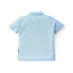 Babyhug Woven with Stretch Half Sleeves Three Pieces Party Suit with Bow -Navy Blue
