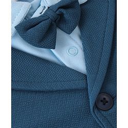 Babyhug Woven with Stretch Half Sleeves Three Pieces Party Suit with Bow -Navy Blue