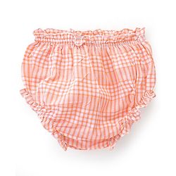 Babyhug Cotton Rayon Woven Full Sleeves Checked Frock with Bloomer and Headband - Peach