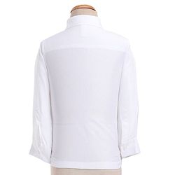 Babyhug Woven Full Sleeves Textured Party Suit with Bow Tie - White & Blue
